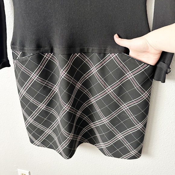 WHBM Long Sleeve Knir Black Sweater & Plaid Drop Waist Dress Women's Size 16 - Picture 3 of 15